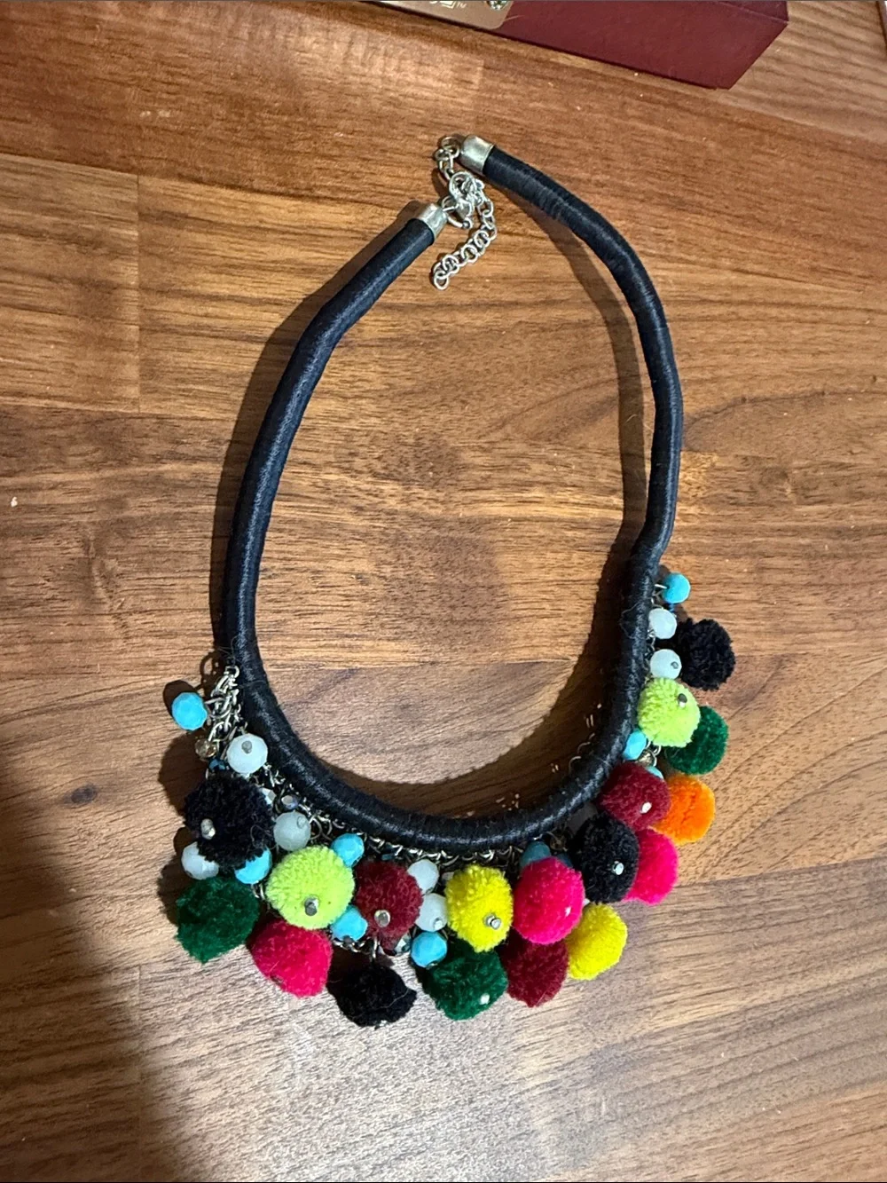 Colorful Pom Pom Statement Necklace